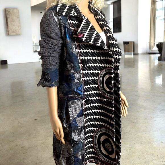 Desigual tapestry coat with matching skirt artsy multicolor graphic set M - Picture 4 of 16
